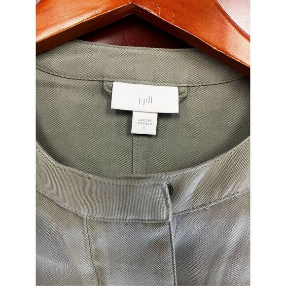 J. Jill Olive Military Utility Style Collarless Jacket sz L NWOT coastal - Picture 7 of 9